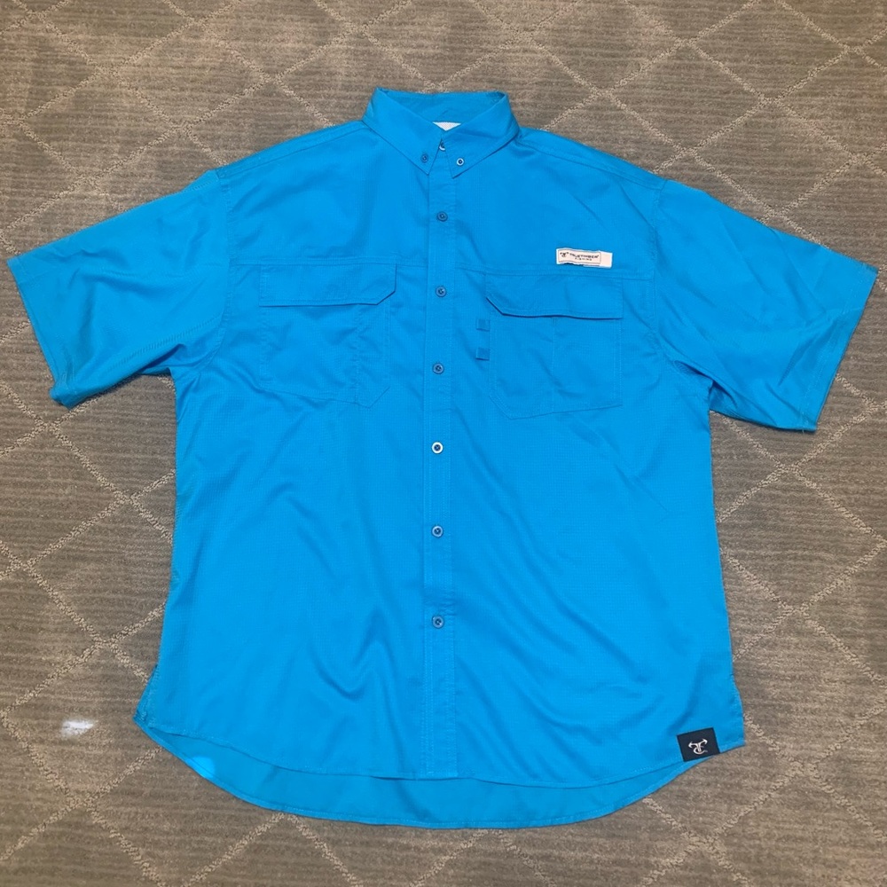 Blue Fishing Shirt sz Lg True Timber Bass Pro
